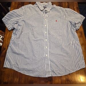 Us Polo Assn. Button Down Plaid Shirt Sleeve Shirt Blue And White Size 2XL